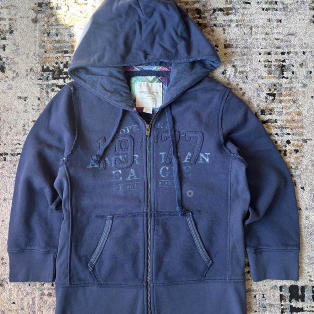 American Eagle Outfitters Blue Zip-Up Hoodie Sweatshirt